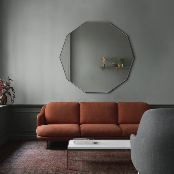 Signature Home Collection Hexagonal Slim Framed Wall Mirror - Black- 48"