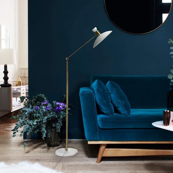 Signature Home Collection 55" White and Gold Curved Adjustable Floor Lamp