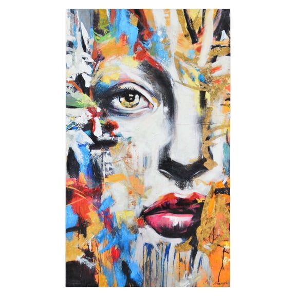 Signature Home Collection Blue and Orange Rectangular Wall Art 60" x 36"