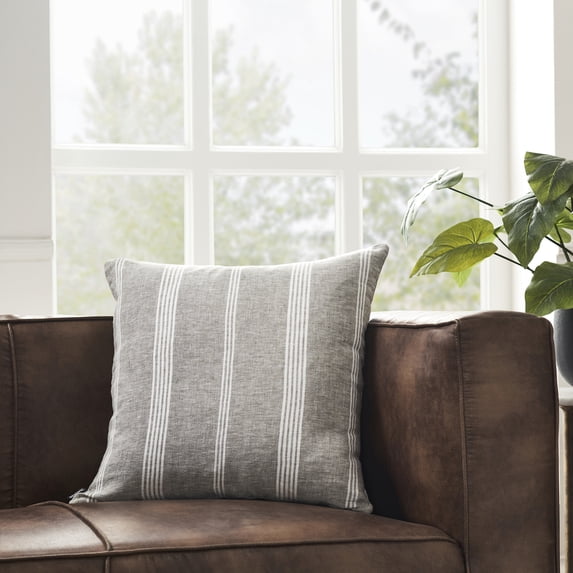 Signature Home Collection Striped Pattern Throw Pillow - 20" - Gray and White