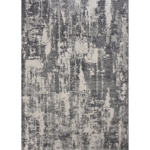 Signature Home Collection Distressed Rectangular Area Throw Rug - 5.25' x 7.25' - Charcoal Gray