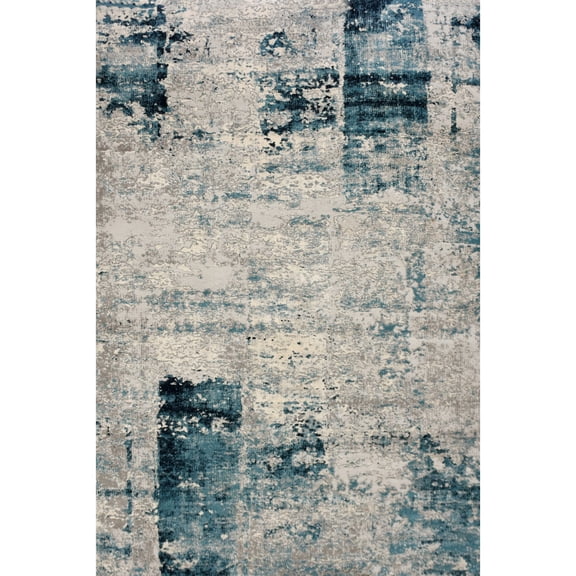 Signature Home Collection Distressed Rectangular Area Throw Rug Runner - 2.5' x 10' - Gray and Teal