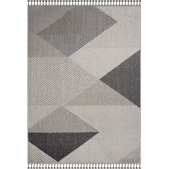Signature Home Collection Geometric Rectangular Area Throw Rug Runner - 2.5' x 10' - Gray