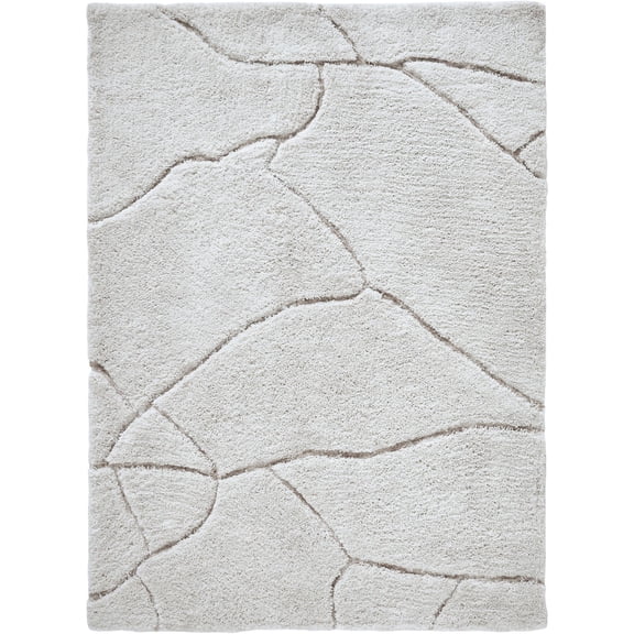 Signature Home Collection Marble Stone Rectangular Area Throw Rug - 5.25' x 7.25' - White and Taupe