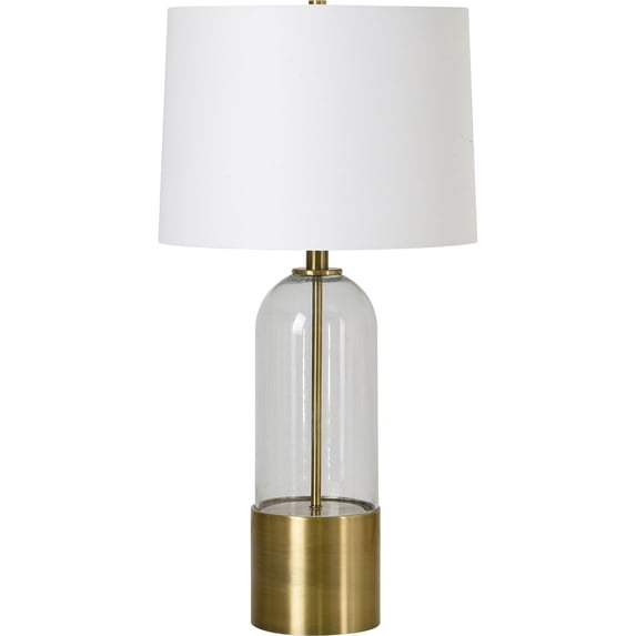 Signature Home Collection Set of 2 Antique Brass Table Lamp with Off White Cotton Shade 27.5"