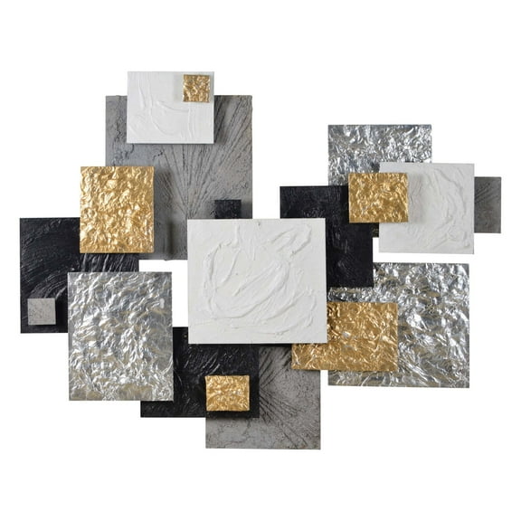 Signature Home Collection Silver and Gold Overlapping Squares Wall Decor 39.5" x 49"