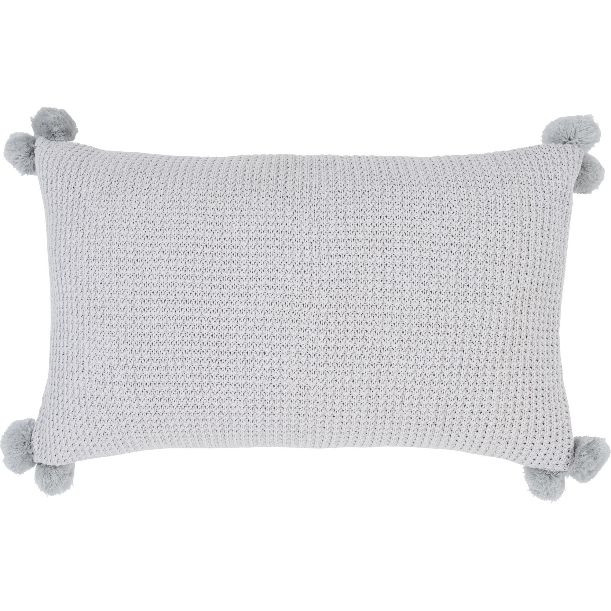 Rectangular Pillow Signature Home Collection Solid Rectangular Throw Pillow with Pom Poms ...