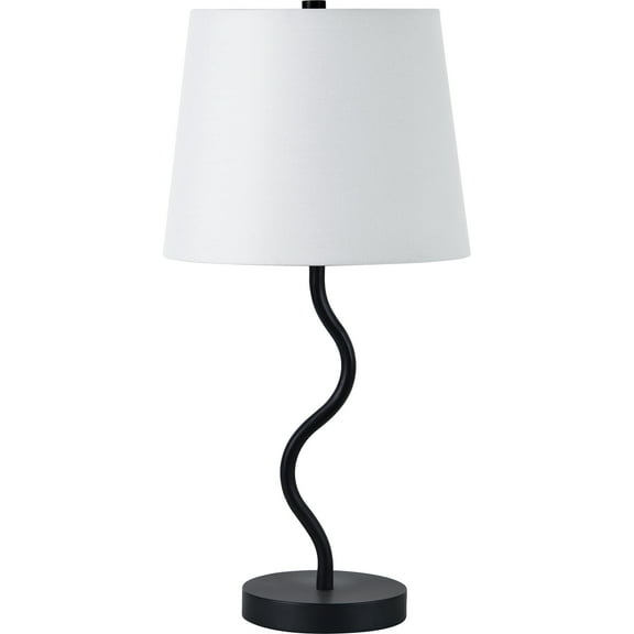 Signature Home Collection Swirl Design Table Lamp with Tapered Drum Shade- 19.75" - Black and White