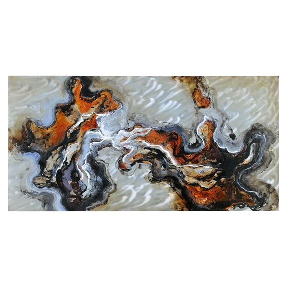 Signature Home Collection White and Orange Abstract Rectangular Unframed Wall Decor 30" x 60"