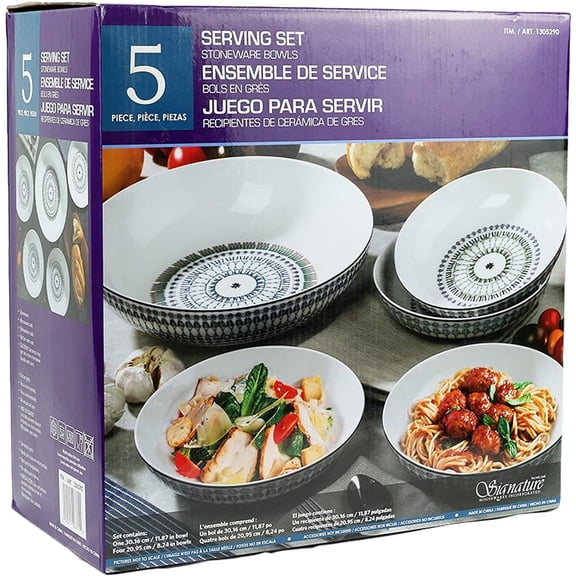 Signature Housewares 5-piece Serving Set Stoneware Bowls