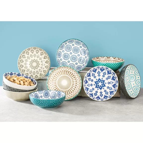 Signature Housewares Durable Tableware Bowls, Stoneware, 14.5 Oz, (Set of 10 )