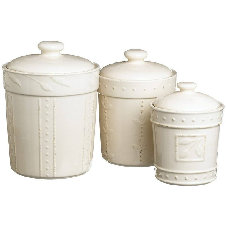 Signature Housewares Sorrento Stoneware Canisters Set of 3 Ivory