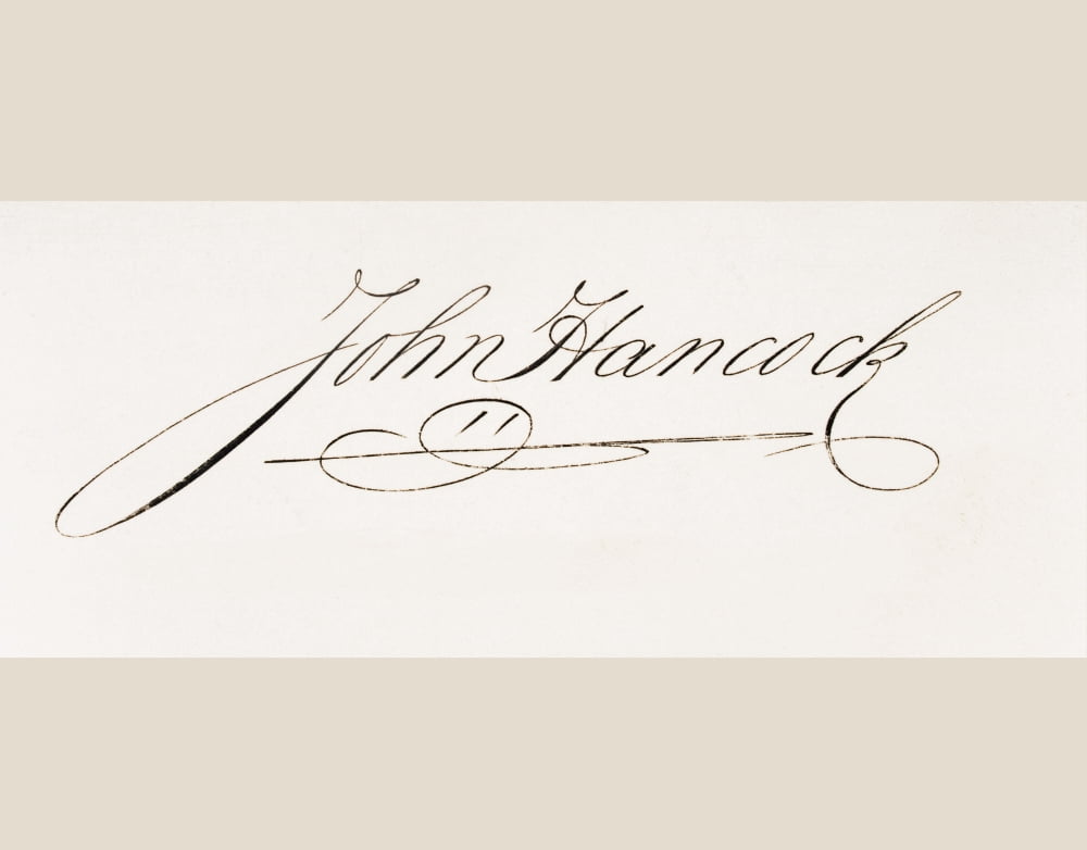 Signature Of John Hancock 1737-1793 American Revolutionary Leader Signatory Of Declaration Of Independence Canvas Art - Ken Welsh Design Pics (32 x 24)