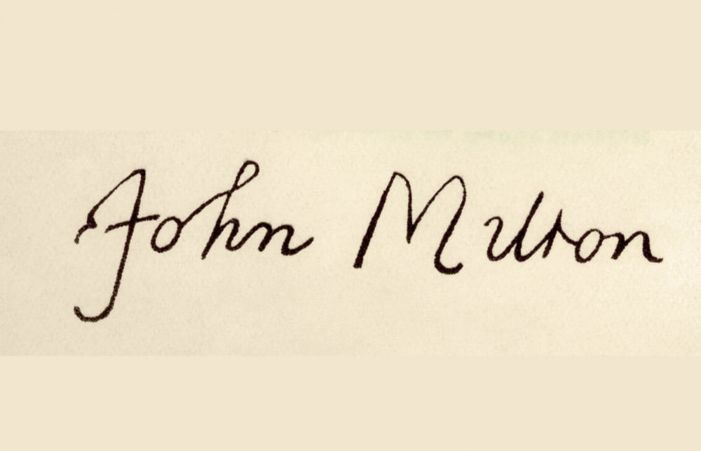 Signature Of John Milton 1608 To 1674 English Poet Author Polemicist Puritan And Civil Servant From Miltons Poetical Works Canvas Art - Ken Welsh  Design Pics (18 x 11)