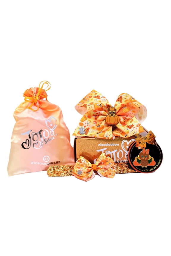 Signature Jojo Siwa Bows - Exclusive Bow Collection - Edition #48 - One Large Limited Edition Hair Bow & Collectors Pin + Accessories From JOJO SIWAS OFFICIAL BOW CLUB in a giftable box