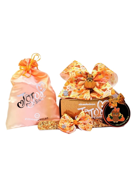 Signature Jojo Siwa Bows - Exclusive Bow Collection - Edition #48 - One Large Limited Edition Hair Bow & Collectors Pin + Accessories From JOJO SIWAS OFFICIAL BOW CLUB in a giftable box