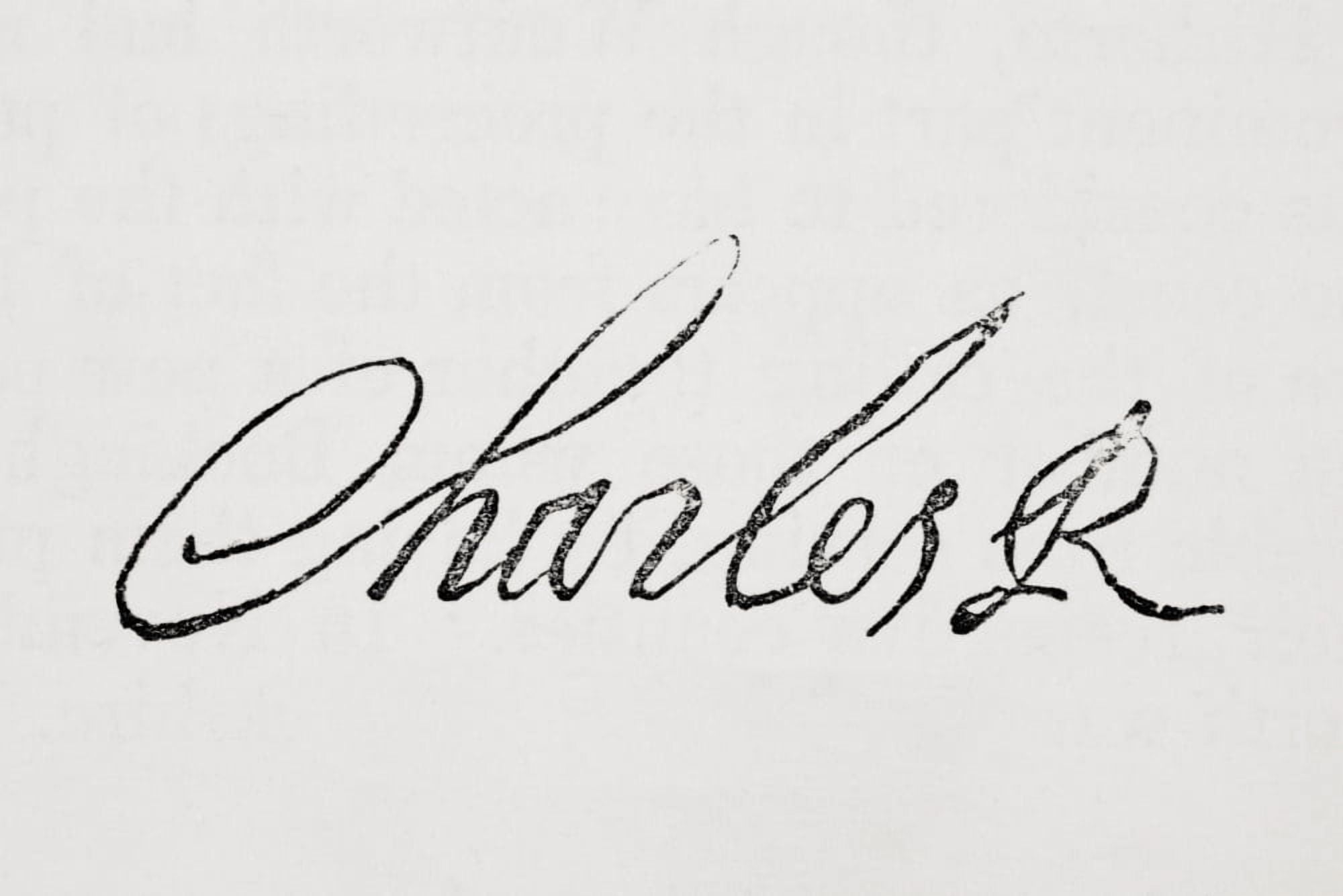 Signature Of King Charles I Of England 1600-1649 From Old Englands Worthies By Lord Brougham And Others Published London Circa 1880s Canvas Art - Ken Welsh Design Pics (36 x 24)