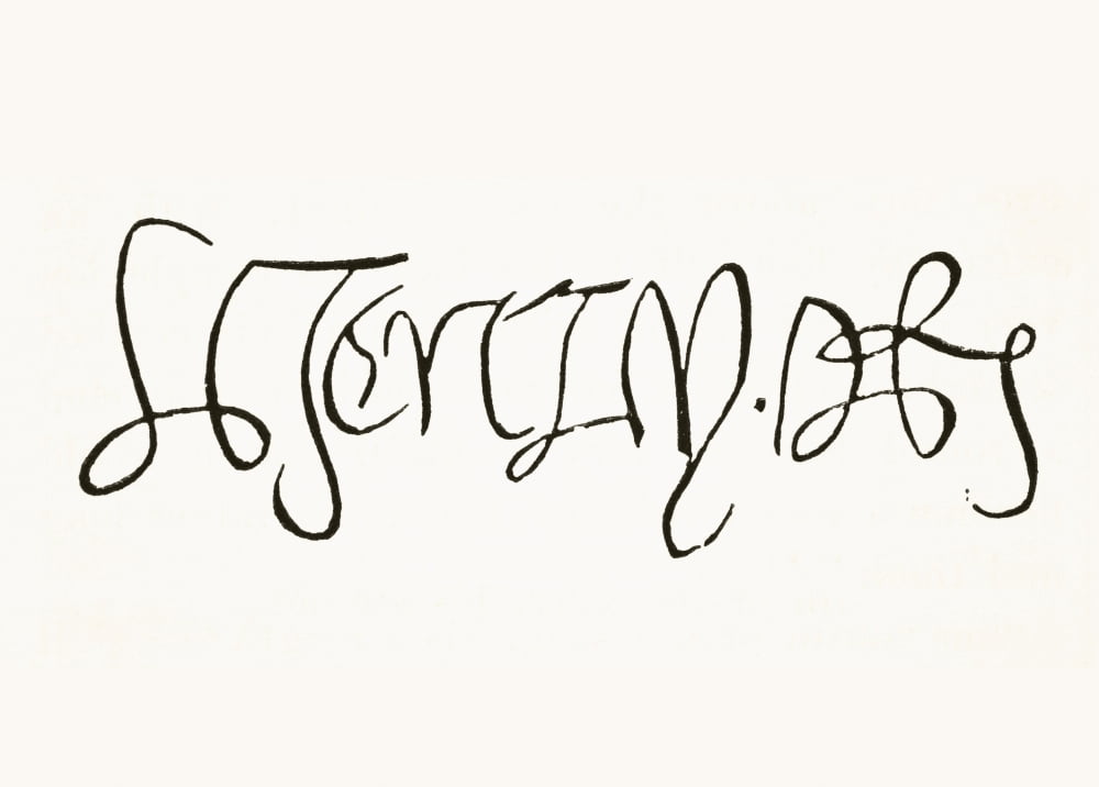 Signature Of King Henry Viii Of England 1491 To 1547 From The National And Domestic History Of England By William Aubrey Published London Circa 1890 Canvas Art - Ken Welsh Design Pics (34 x 24)