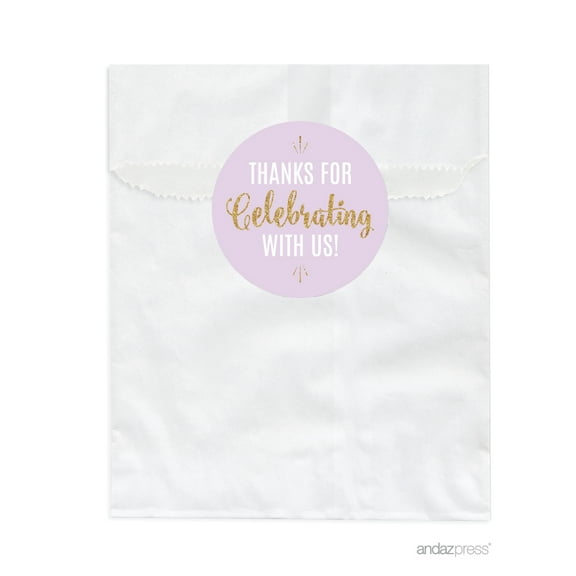 Signature Lavender, White, Gold Glittering Party, Favor Bags, 24-Pack