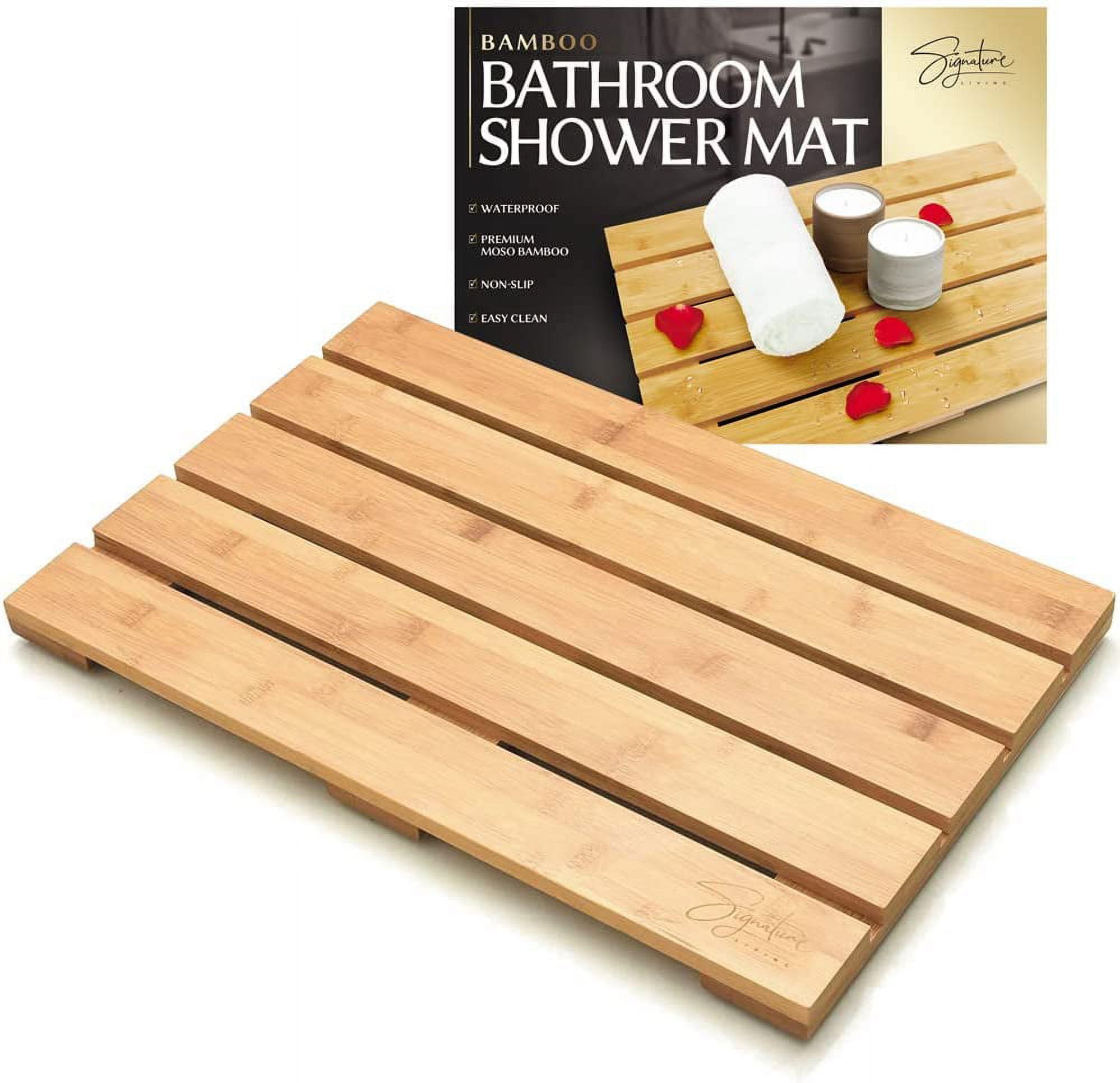 GOBAM Bamboo Bath Mat, Bamboo Mat for Indoor & Outdoor, Shower Mat Non-Slip  Floor Mat for Shower, Bathtub, Spa, Sauna, Entryway, Pool, Easy to