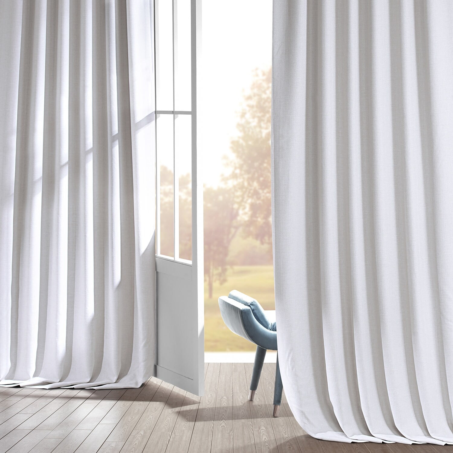 Signature Mission White Faux Linen Blackout Curtain (1 Panel), Mission White, 50W X 96L