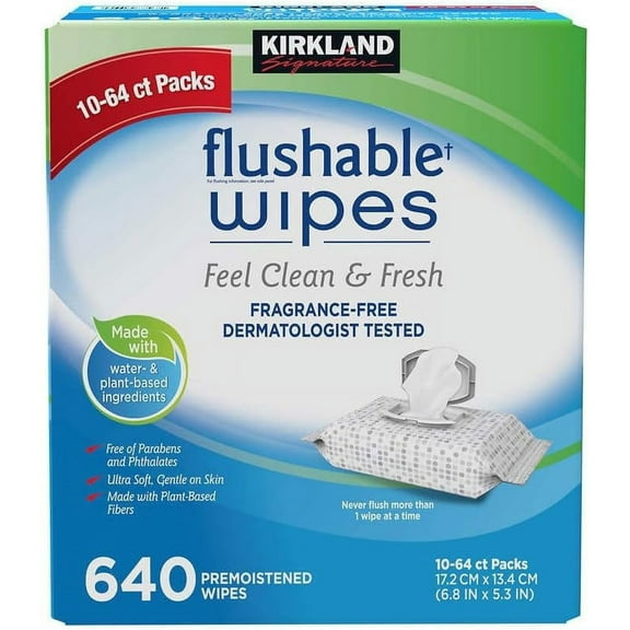 Signature Moist Flushable Enhanced Cleansing & Freshness Ultra Soft Hypoallergenic Plant-Based Wipes - 640 Count