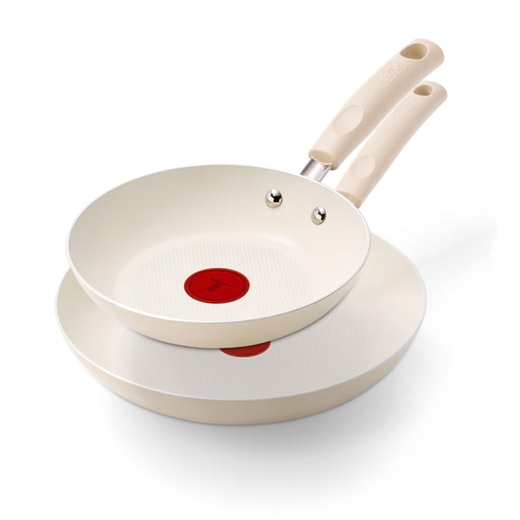 Signature Nonstick 8" & 10" Frying Pan Skillet Set Dishwasher Safe Oven To 350f Pots And Pans Non Stick Chef- Cream