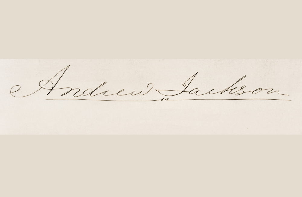 Signature Of Andrew Jackson 1767 To 1845 7Th President Of The United States Canvas Art - Ken Welsh Design Pics (18 x 11)