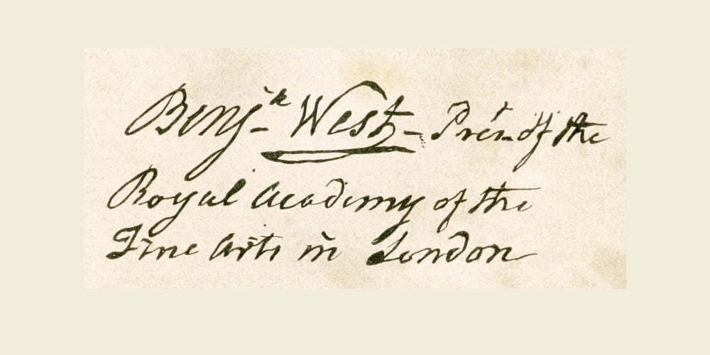 Signature Of Benjamin West 1738 Canvas Art - Ken Welsh Design Pics (40 x 20)