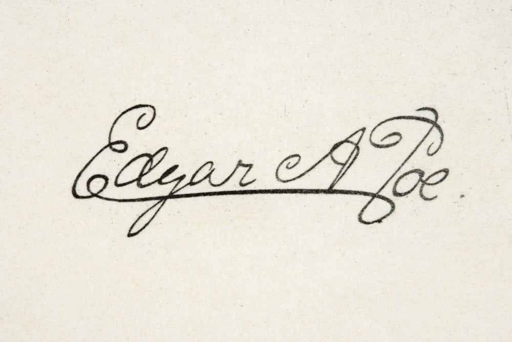 Signature Of Edgar Allan Poe 1809 To 1849 American Writer Canvas Art - Ken Welsh  Design Pics (34 x 22)