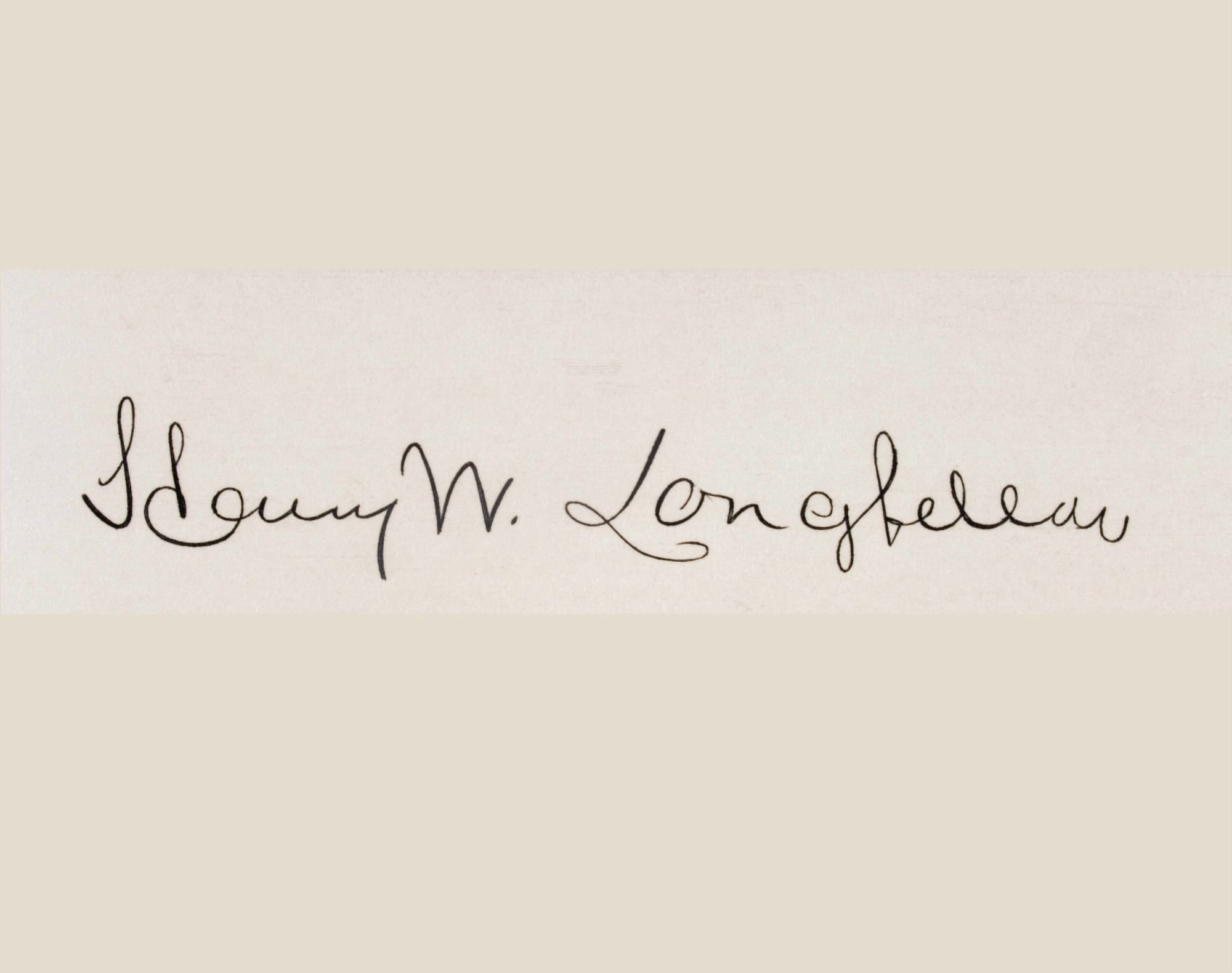 Signature Of Henry Wadsworth Longfellow 1807 To 1882 American Poet Canvas Art - Ken Welsh Design Pics (16 x 12)