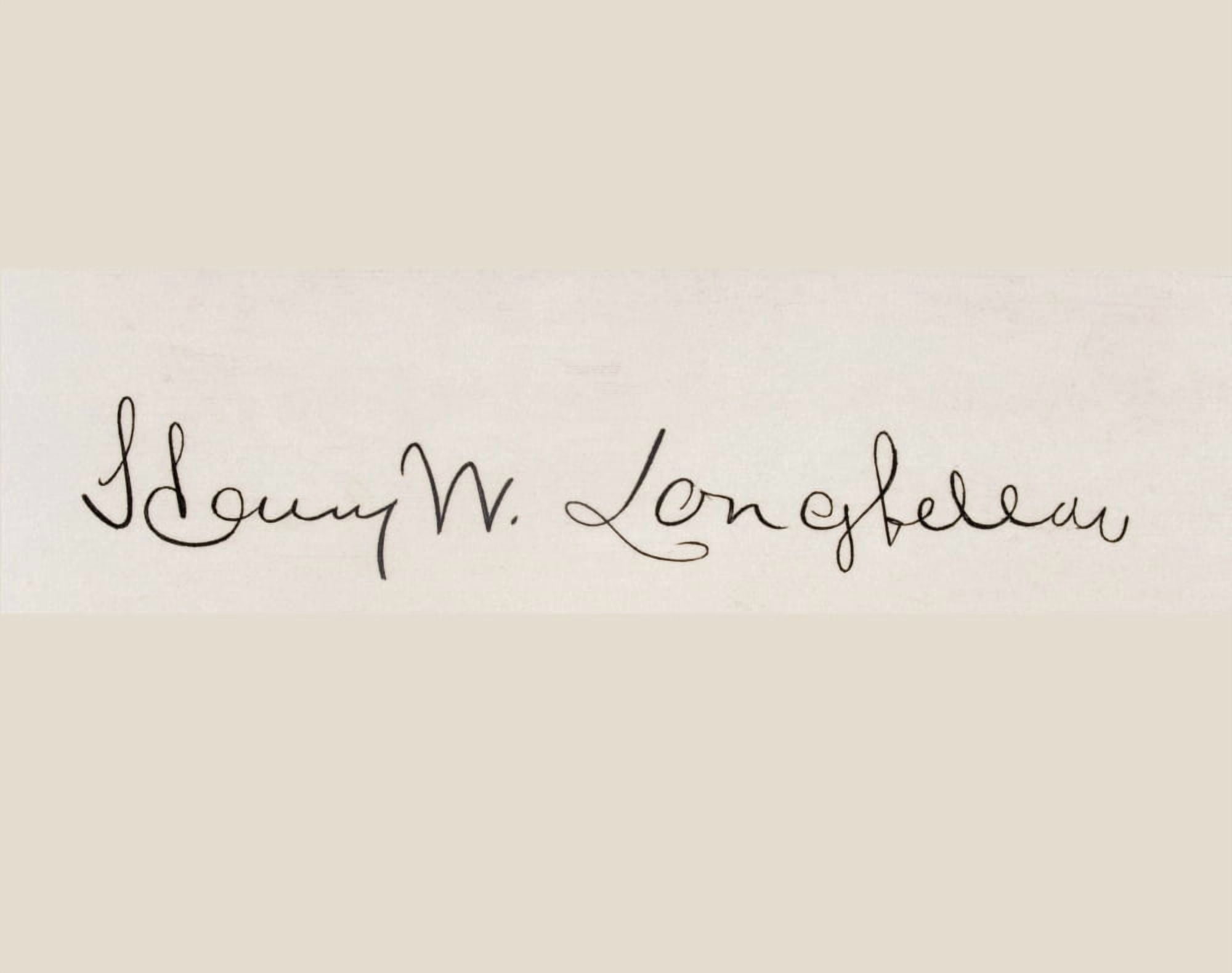 Signature Of Henry Wadsworth Longfellow 1807 To 1882 American Poet Canvas Art - Ken Welsh Design Pics (32 x 24)
