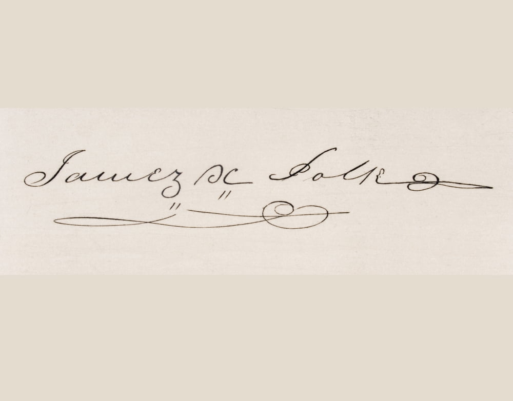 Signature Of James Knox Polk 1795 To 1849 11Th President Of The United States 1845 To 1849 Canvas Art - Ken Welsh Design Pics (16 x 12)