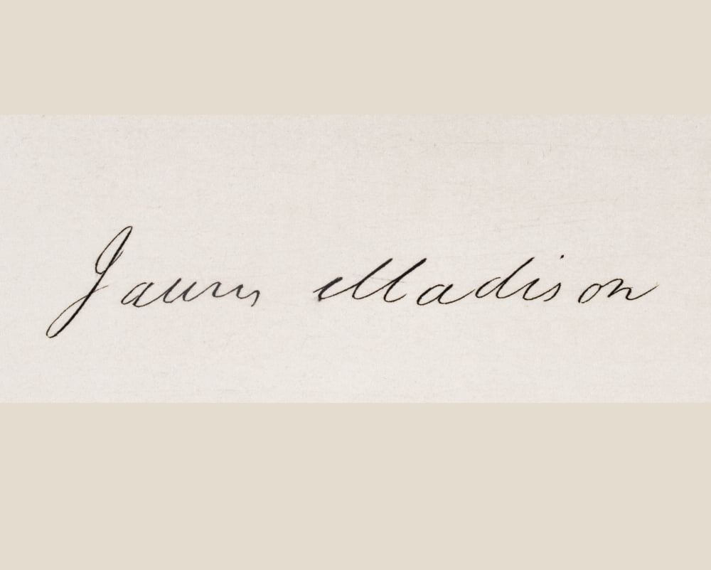 Signature Of James Madison 1751 To 1836 Fourth President Of The United States 1809 To 17 Canvas Art - Ken Welsh Design Pics (32 x 24)