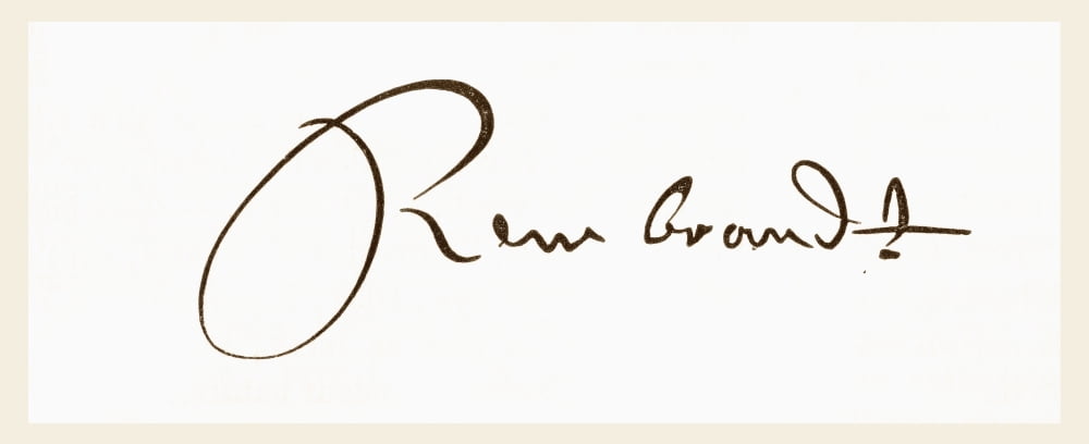 Signature Of Rembrandt Harmenszoon Van Rijn 1606 Canvas Art - Ken Welsh Design Pics (22 x 9)