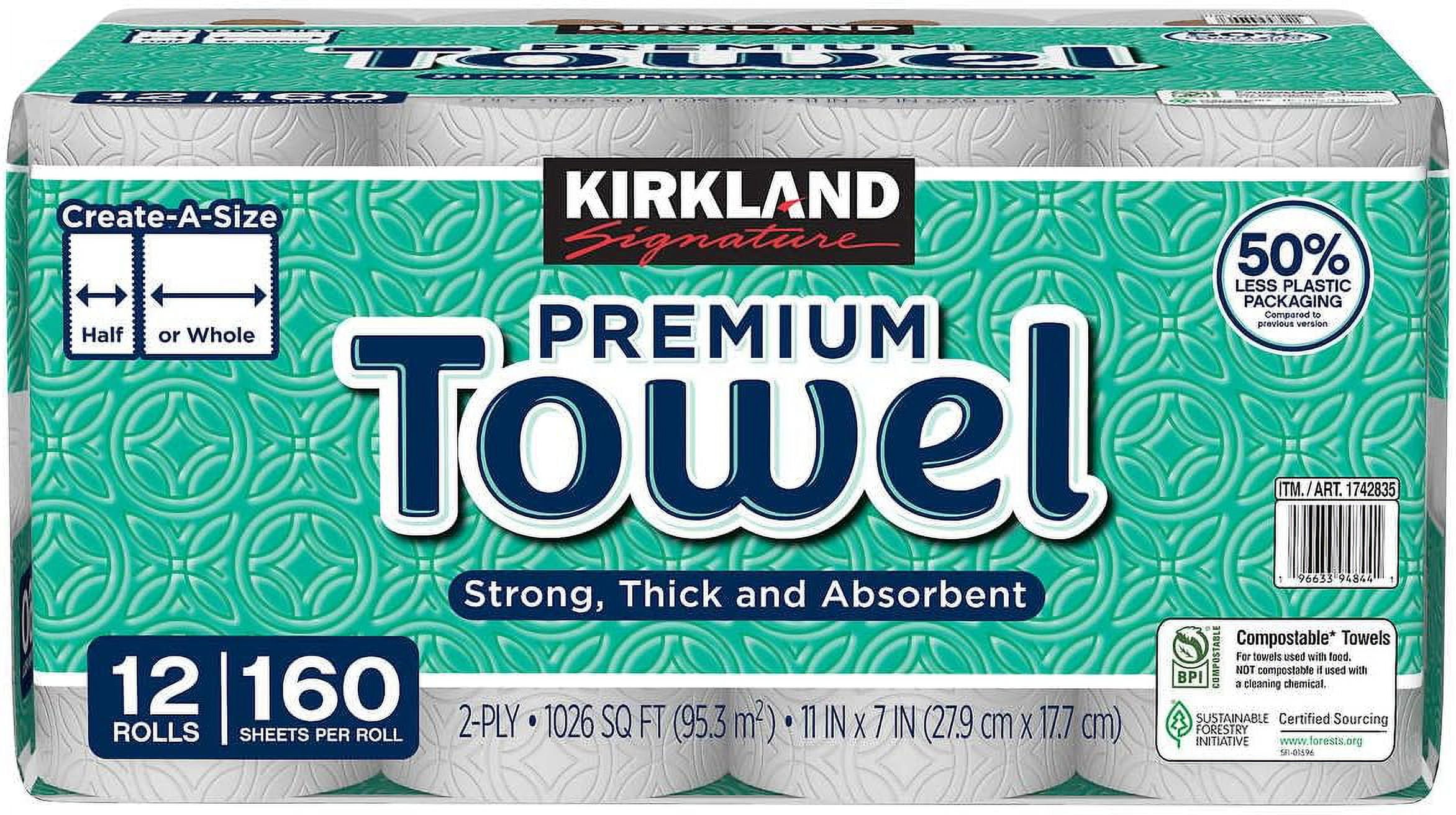 Signature Paper Towels, 2-Ply, 160 Sheets, 12 Count，Signature Paper Towels, 2-Ply, 160 Sheets, 12 Count