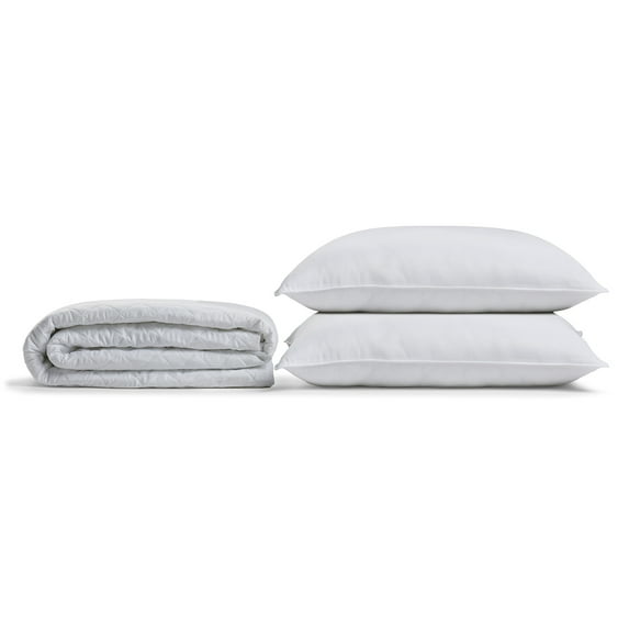 Signature Plush Allergy Free Bedding Bundle, Includes 2 Medium Pillows and Mattress Protector