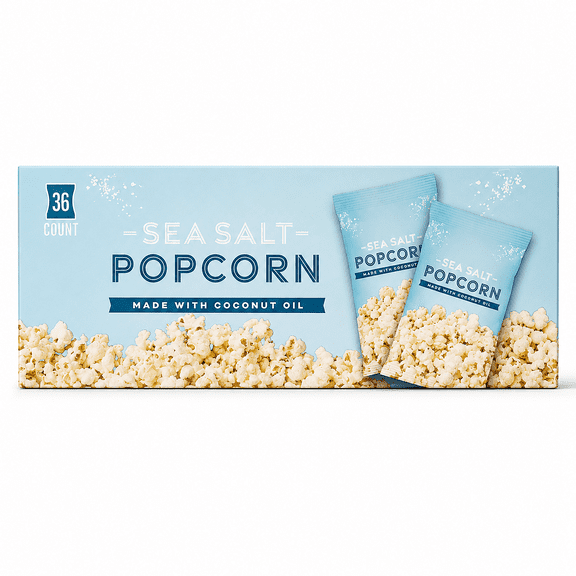 Signature Popcorn, Sea Salt 36 Packs of Premium Popcorn, Made with Coconut Oil