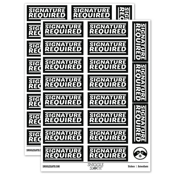 Signature Required Sticker Set - Black - Matte Finish - 2.00" Large