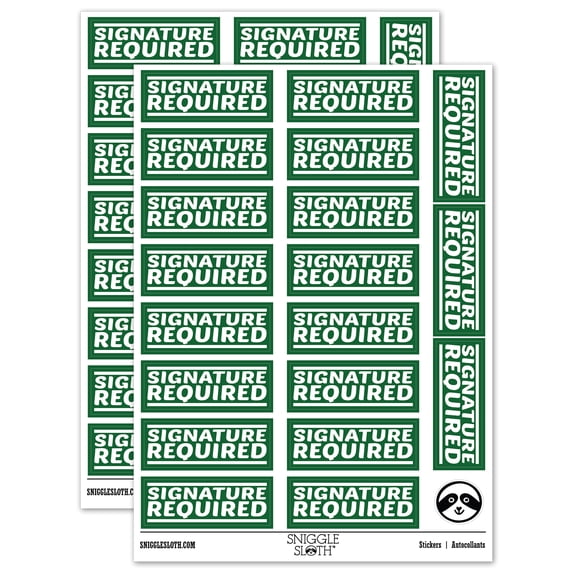 Signatures Needed Sign Signature Required Sticker Set - Dark Green - Matte Finish - 2.00 ...