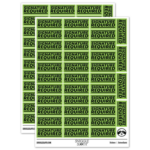Signature Required Sticker Set - Light Green - Matte Finish - 1.5" Small