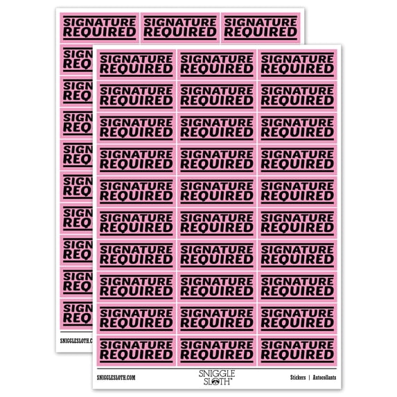 Signature Required Sticker Set - Light Pink - Matte Finish - 1.75" Medium