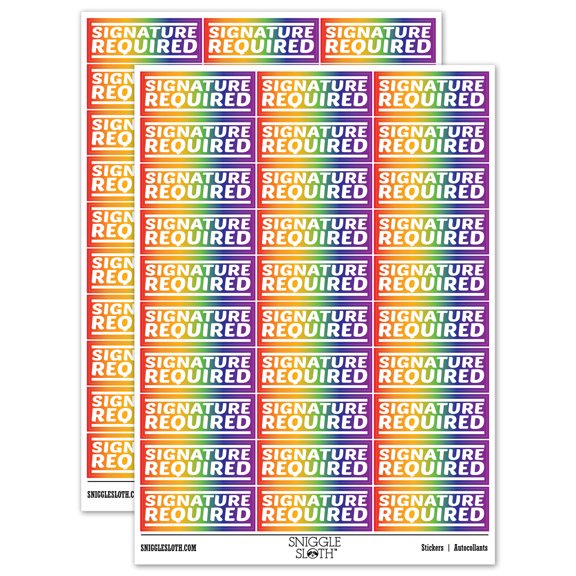 Signature Required Sticker Set - Rainbow - Matte Finish - 1.75" Medium