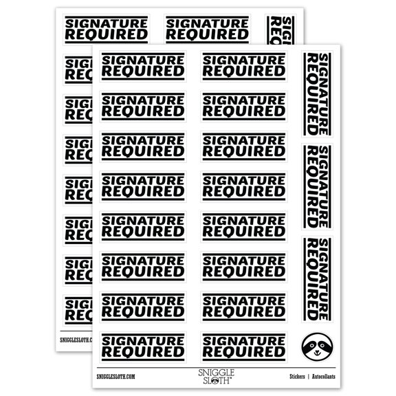 Signature Required Sticker Set - White - Matte Finish - 2.00" Large
