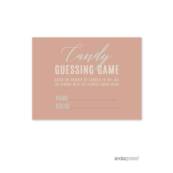 Koyal Wholesale Signature Rustic Pastels Party Collection, Candy Guessing Game Activity Cards, 30-Pack, Burlap Kraft Nature Theme Decorations