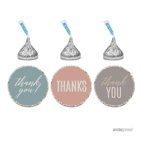 Signature Rustic Pastels Party, Chocolate Drop Labels Stickers, Thank You, 216-Pack