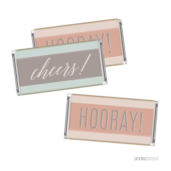 Signature Rustic Pastels Party, Hershey's Bar Labels Stickers, Cheers! Hooray!, 10-Pack