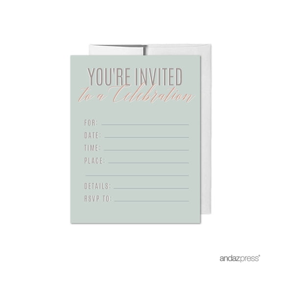 Koyal Wholesale Signature Rustic Pastels Party Paper Invitations, Blank Cards with Envelopes, 20-Pack