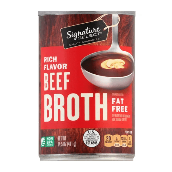 Signature S Broth Fat Free Beef, 14.5 oz