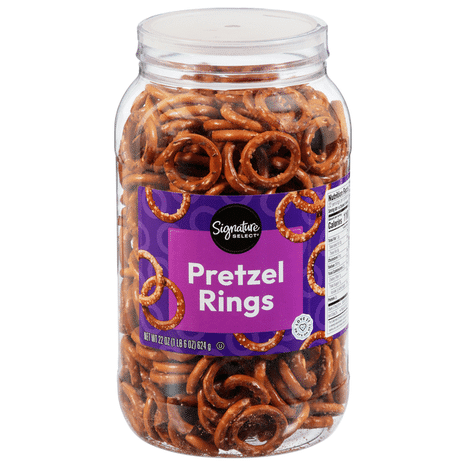Signature S Pretzel Rings Crunchy Salty Snack 22 oz. Barrel